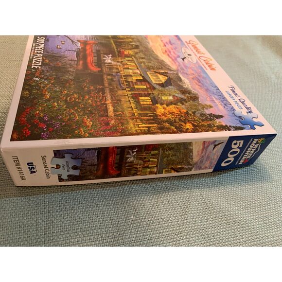 White Mountain Puzzle 500 Pieces Sunset Cabin Theme - Picture 4 of 7